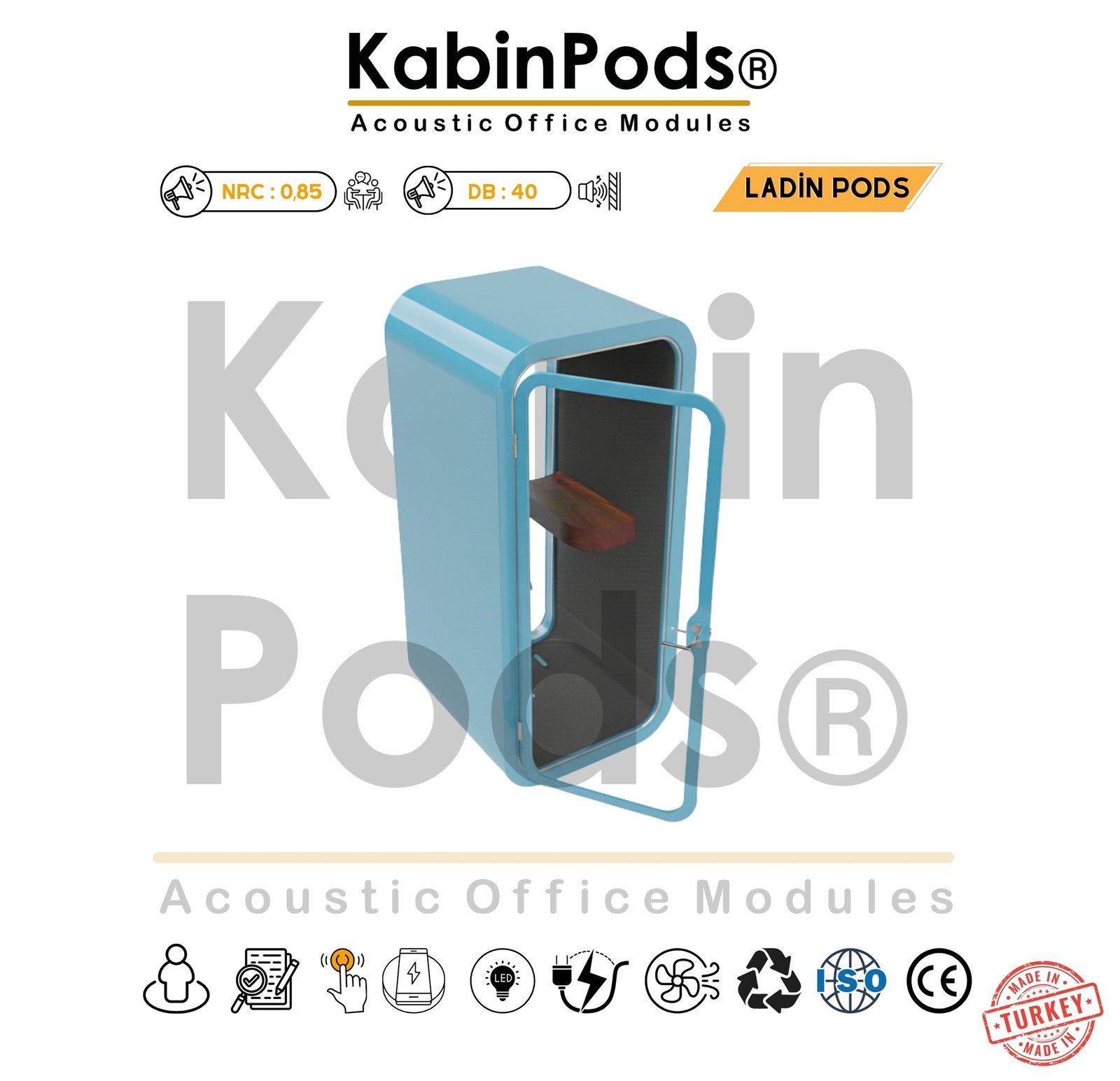 Telefon Kabini Dış Görünüm - Akustik Panel Detayları ve Ses Yalıtım Teknolojisi